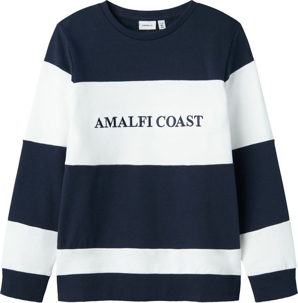 NAME IT Gestreifter Langarm-Pullover mit Schriftzug Amalfi Coast Größe: 146-152
