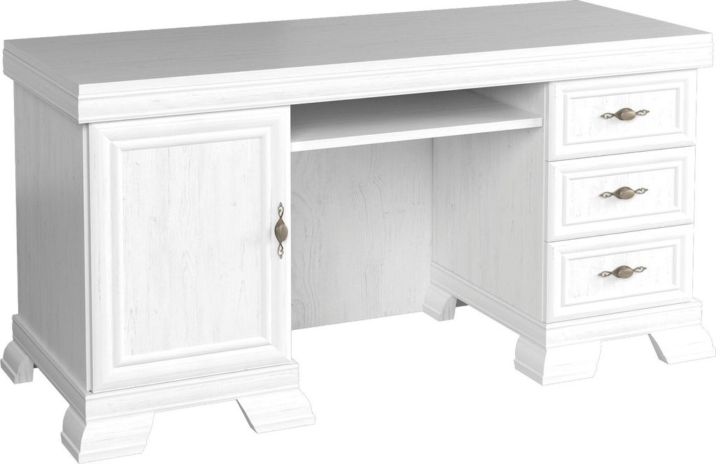 Furniture24 Schreibtisch KORA KB Arbeitstisch mit Tür, 4 Schubkasten und Tastaturablage Andersen Kiefer
