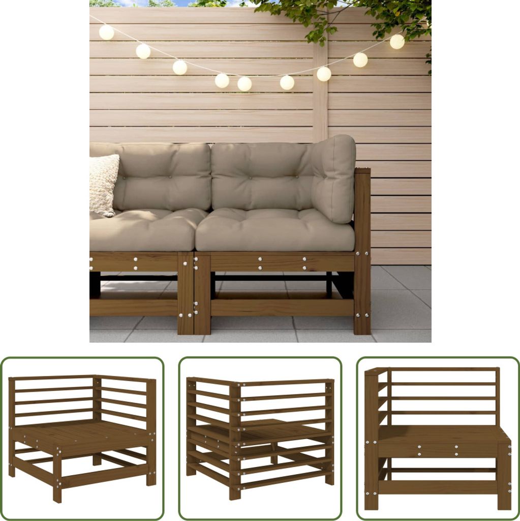 The Living Store Garten-Ecksofa Honigbraun Massivholz Kiefer