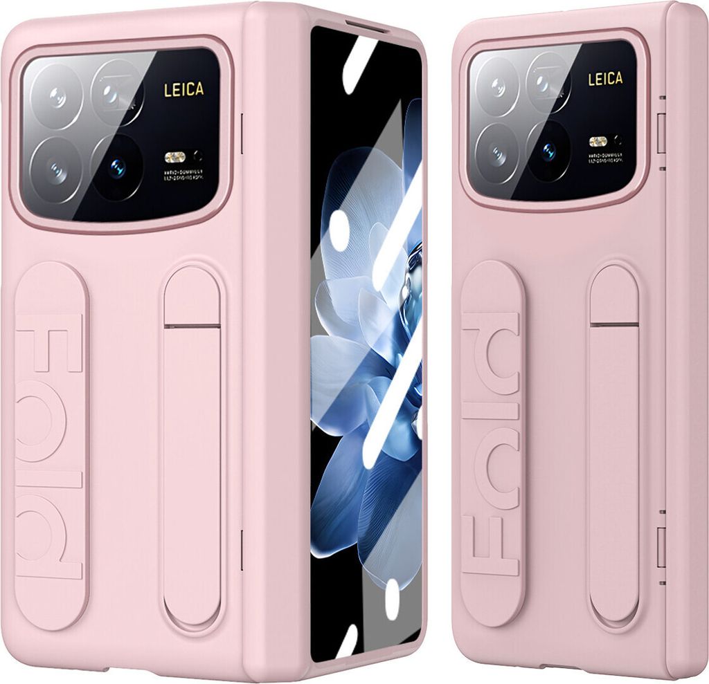 Hülle für Xiaomi Mix Fold 4 Armbandtasche mit Scharnierschutz, Eingebautem Displayschutz, Griff, Ständer Handyhülle Pink