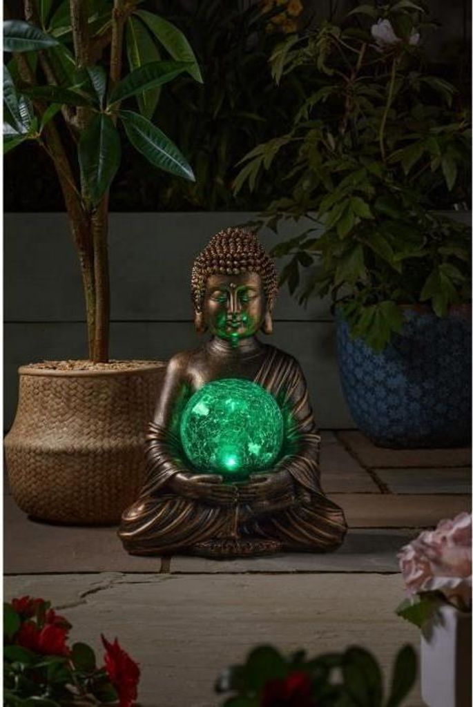 Zahradní dekorace Buddha Globe Solaire, popraskané sklo 12 Obrázek produktu 