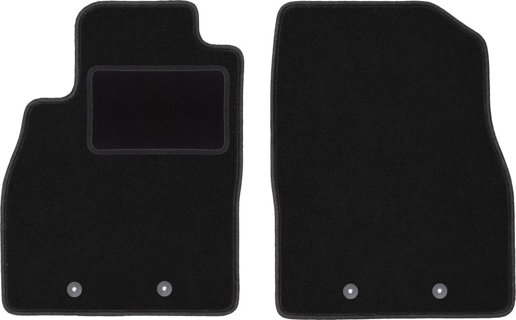 Velours-Fußmatten Vorne passend für Opel Ampera I (Schrägheck, Bj. 2012-2017) – schwarz, passgenau, mit Befestigungen set 2 Stk. - STANDARD