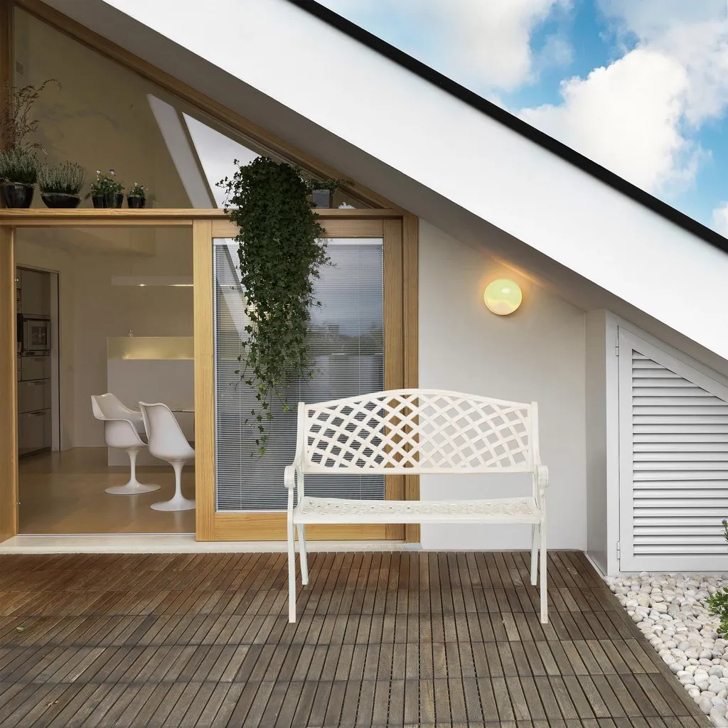 Banc de jardin en métal pour détente extérieure et décoration patio