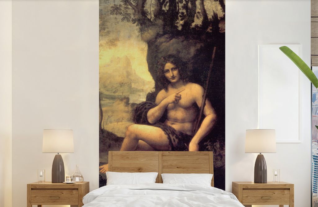 MuchoWow Fototapete für Wohnzimmer oder Schlafzimmer Wandtapete Vinyl Motivtapete Der heilige Johannes in der Wüste - Leonardo da Vinci - 120x2...