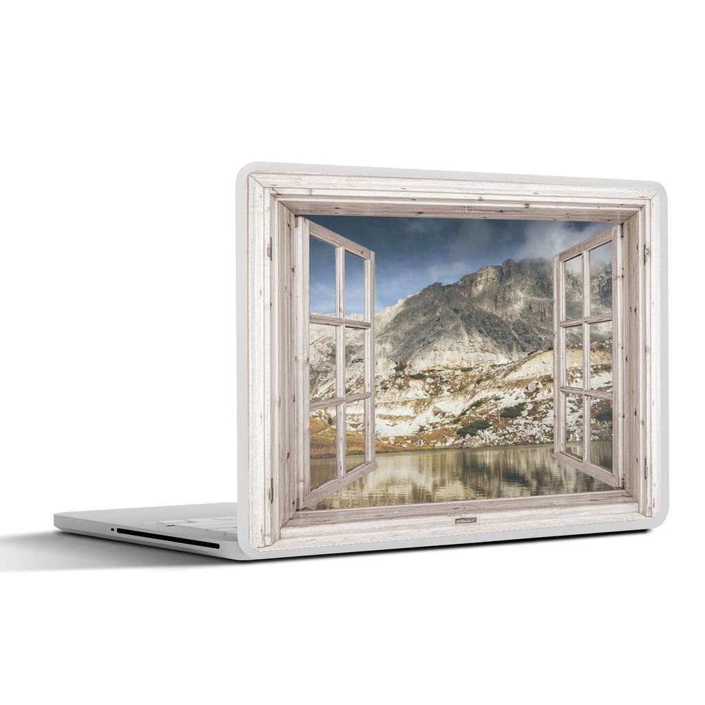 MuchoWow Laptop Aufkleber Sticker Cover Durchsichtig - Holz - Berg 31x22.5 cm - Laptop-Deko
