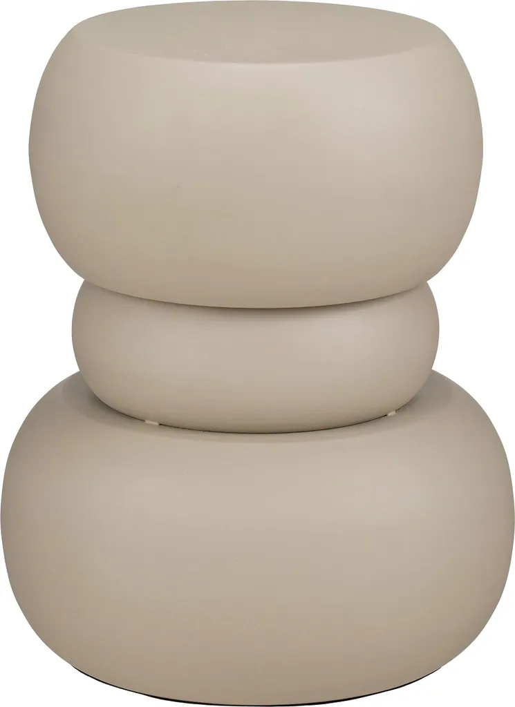 Table ronde design Zea 51x42cm en fer et velours blanc cassé