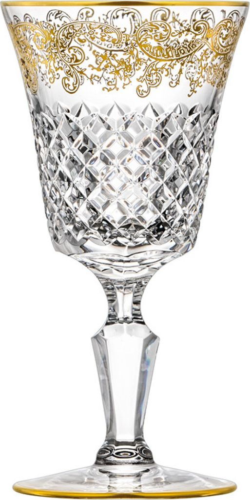 ARNSTADT KRISTALL Rotweinglas Arabeske (18,5 cm) Kristallglas mundgeblasen · von Hand geschliffen · Hand Germany · inkl. 24 Karat Goldrand