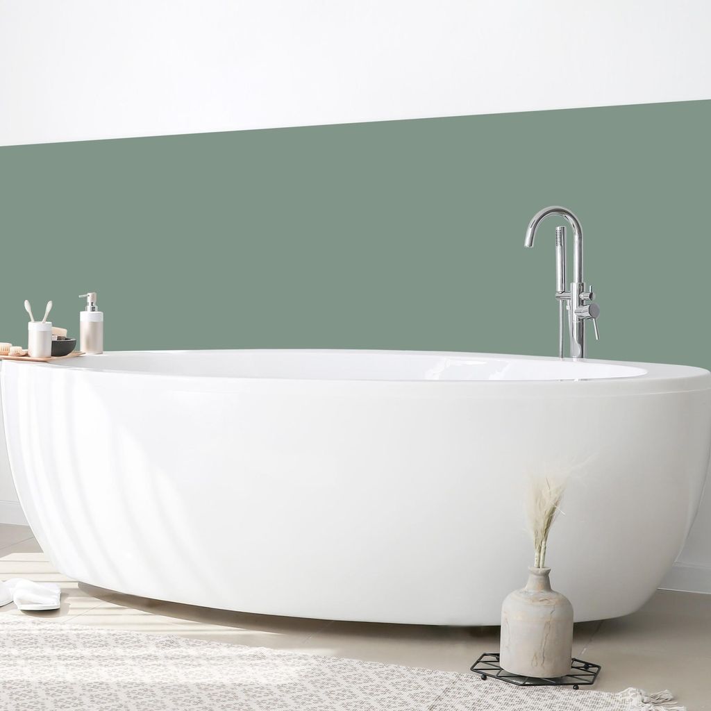 Wandverkleidung Bad mit Motiv selbstklebend - 0.61 mm Wandpaneel matt wasserfest Design grün Unifarben Badrückwand fugenlos 250x70 cm