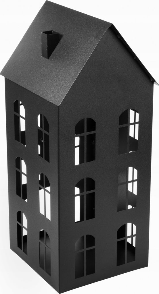 Lanterne Maison A Conduit Bougie Lanterne Fait Main Noir Image du produit 