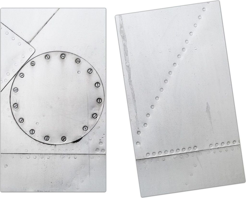 Spritzschutz Herdabdeckplatte Schneidebrett aus Glas Gebeulte Metallplatte 2-Teilig (60x52cm)