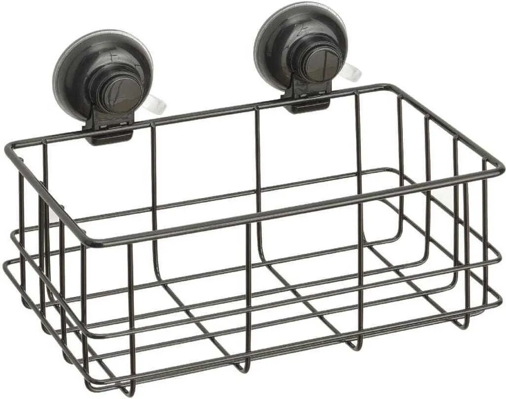 Portaoggetti Bagno Menta Nero a Ventosa - Montaggio in 5 Secondi