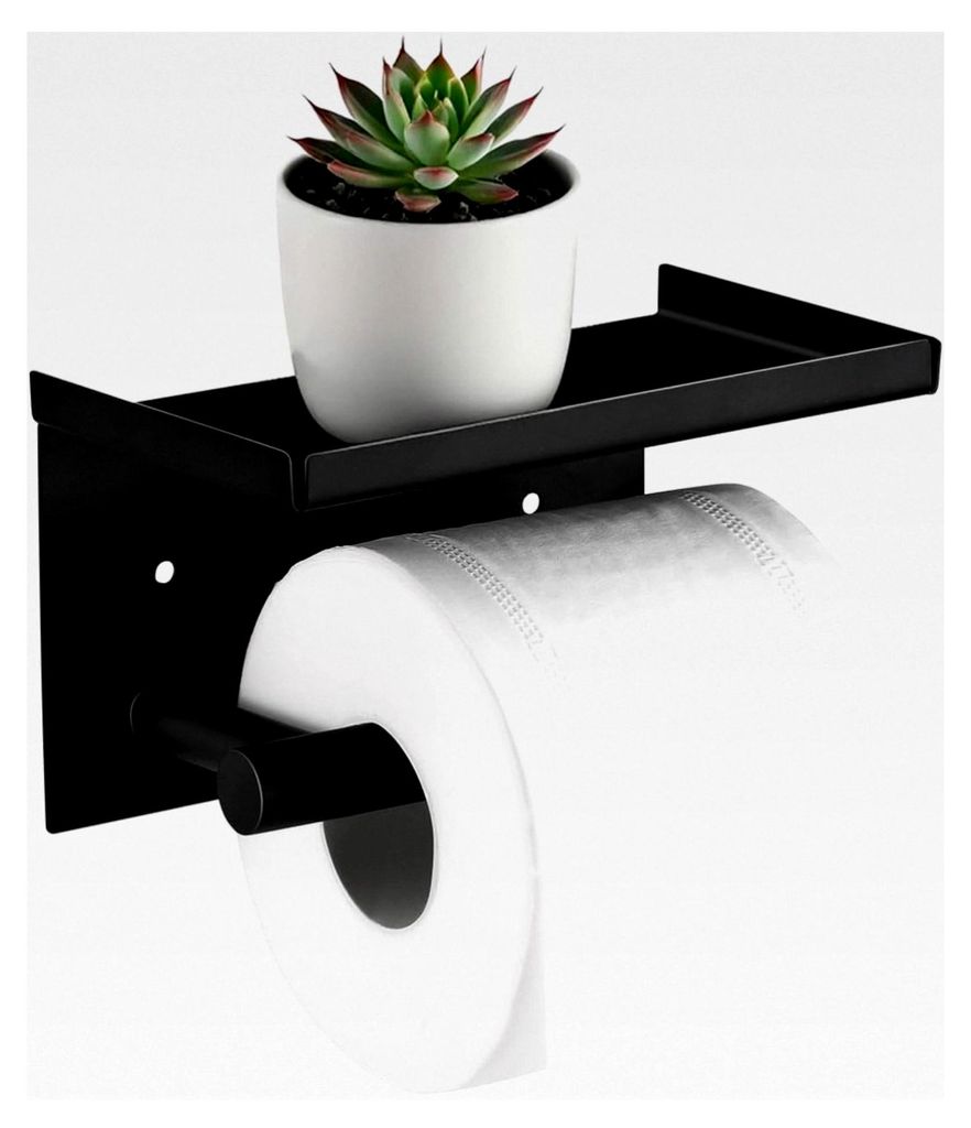 Toilettenpapierhalter mit 2 Montagemöglichkeiten, Wandhalterung für Toilettenpapier, Klorollenhalter ohne Bohren, WC Papier Halterung mit Ablage,...