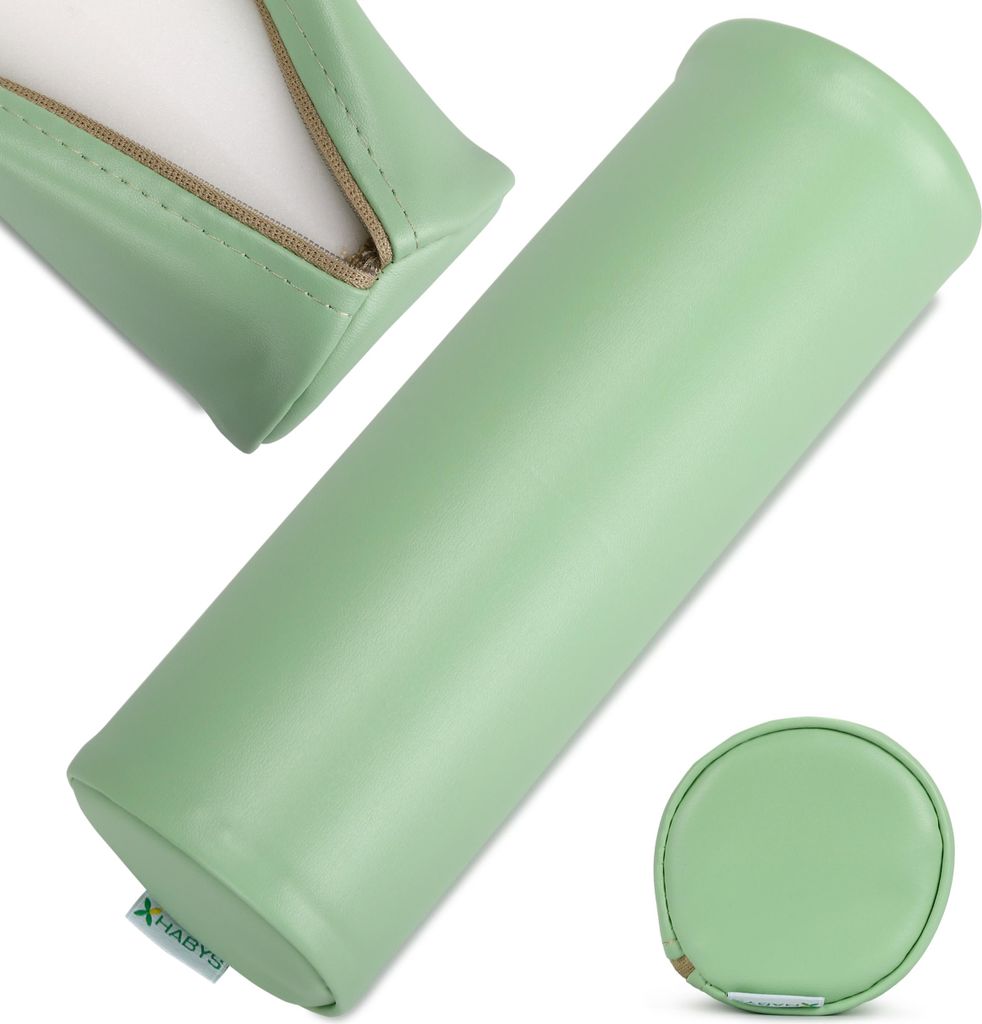 Habys Lagerungsrolle, Vollrolle, Nackenkissen, Lagerungskissen, Nackenrolle, Knierolle für Massage und Therapie, Fitnessrolle, 10x30cm Grün