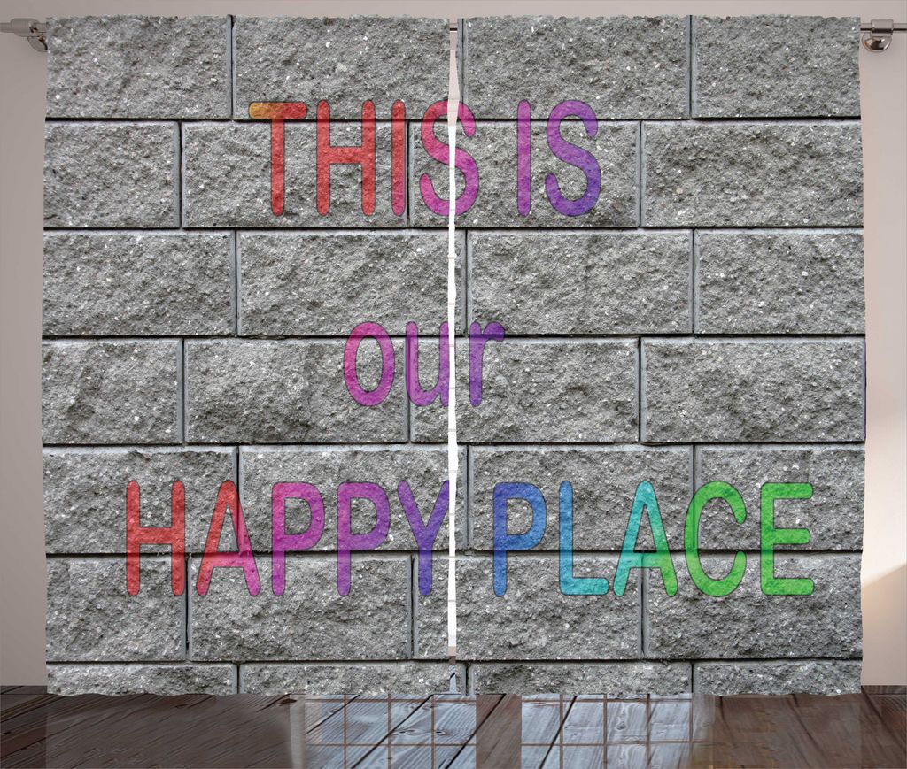 ABAKUHAUS Sprichwort Rustikaler Gardine, Motivation Sagen Bricks, Schlafzimmer Kräuselband Vorhang mit Schlaufen und Haken, 280 x 225 cm, Mehrfarbig