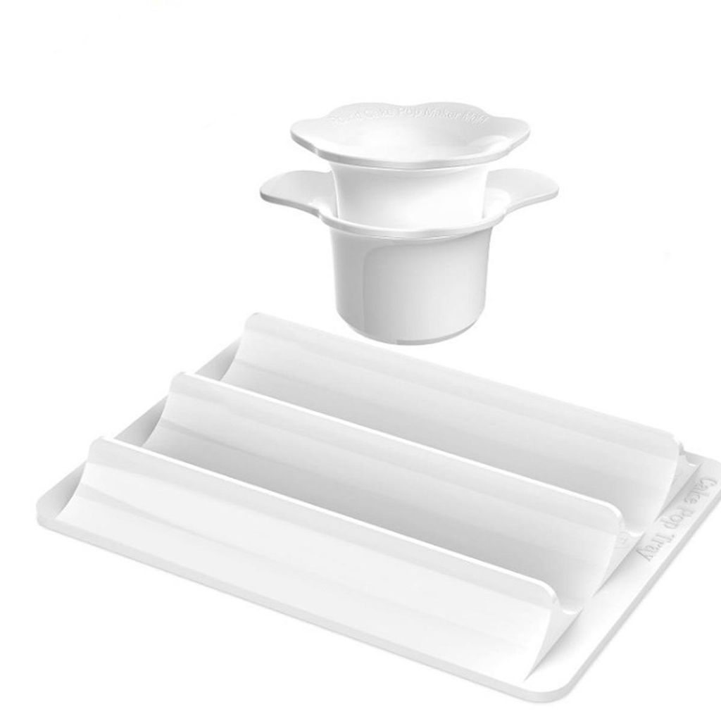 Cake Pop Form Set rund mit Tray – Cake Pop Ausstecher & Drücker Set 1,75 Zoll, runde Kuchenlolli Form aus Kunststoff