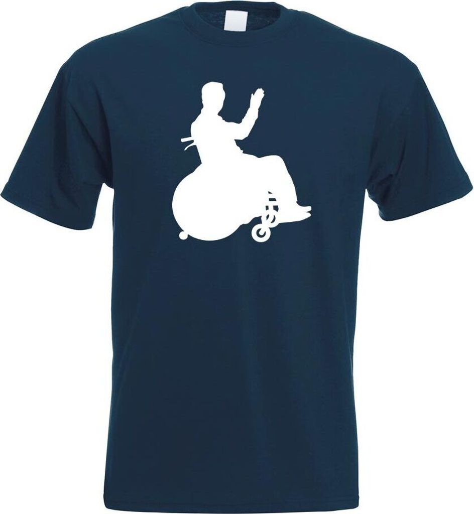 Kiwistar - T-Shirt - Navy - Rollstuhl Behindert Figur Motiv Bedruckt Funshirt Design Print - mit Motiv Bedruckt - Funshirt Design - Sport - Freizei...
