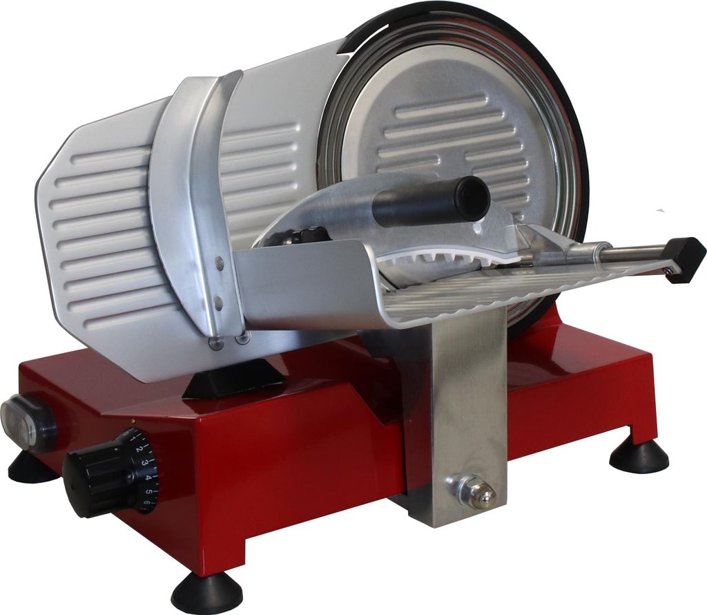 Celme - ALFA 220 Aufschnittmaschine - Antihaft-Stahl - 220 mm Klinge - 38×43×32 cm - ROT