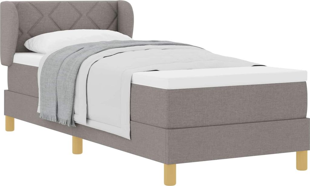 vidaXL Boxspringbett mit Matratze mit Kopfteil Taupe 80 x 200 cm Stoff
