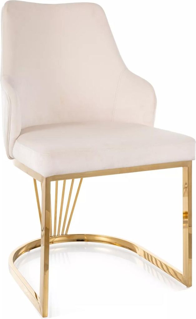Designer-Esszimmerstuhl VALBURKA – Hellbeige/Gold
