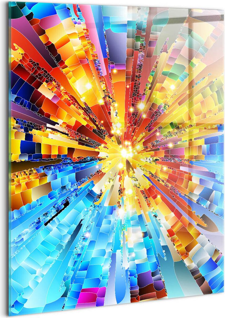 Designer Glasbild - Wandbild - Glas Bild - 60x80 cm - 3D-Komposition Mit Gesättigten Farben