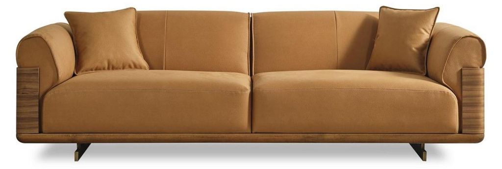 Polstersofa Couchgarnitur Sofagarnitur Komplette Braun Stoff Stoffsofa