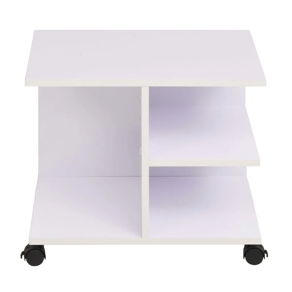 Petite table basse mobile blanche 50 cm - Desserte à roulettes pratique