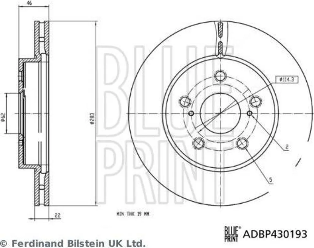 Disque de frein Blue Print ADBP430193 pour Yaris OE 4351252170 Neuf