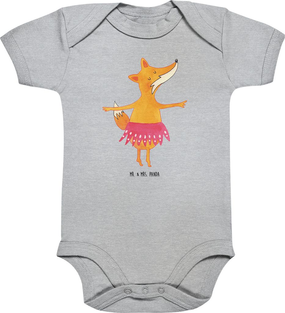 Mr. & Mrs. Panda Strampler Baby Fuchs Ballerina 3. - 6. Monat - Heather Grey - Geschenk, Geburtstag, Ballett, Einteiler, Babybody, Kurzarmbody, ove...