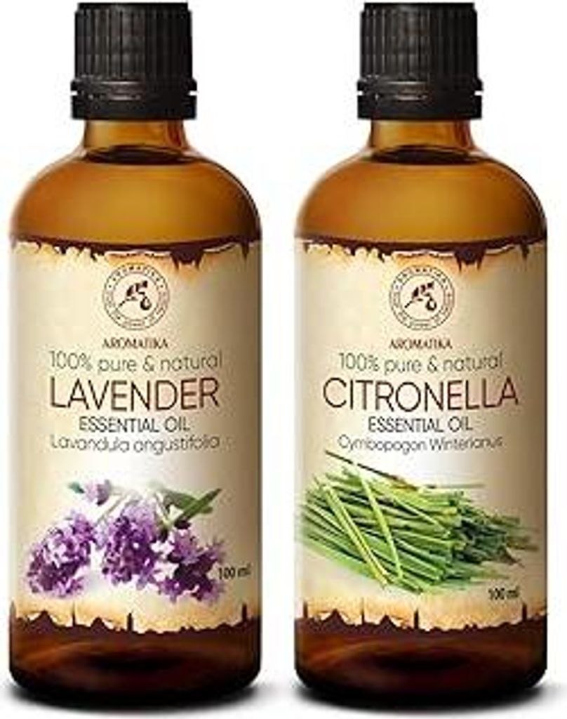 Ätherische Öle Set 2x100ml - Ätherisches Lavendelöl und Citronellaöl - Aromatherapie GeschenkSet für Diffuser - Öle für Diffusers und Seife...