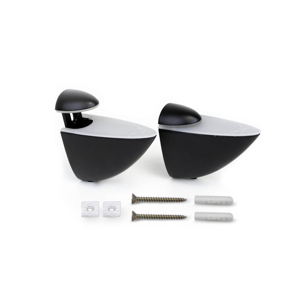 Emuca Satz Pelicano Regalträger-Set aus Holz oder Glas, Kunststoff und Zamak, Schwarz lackiert