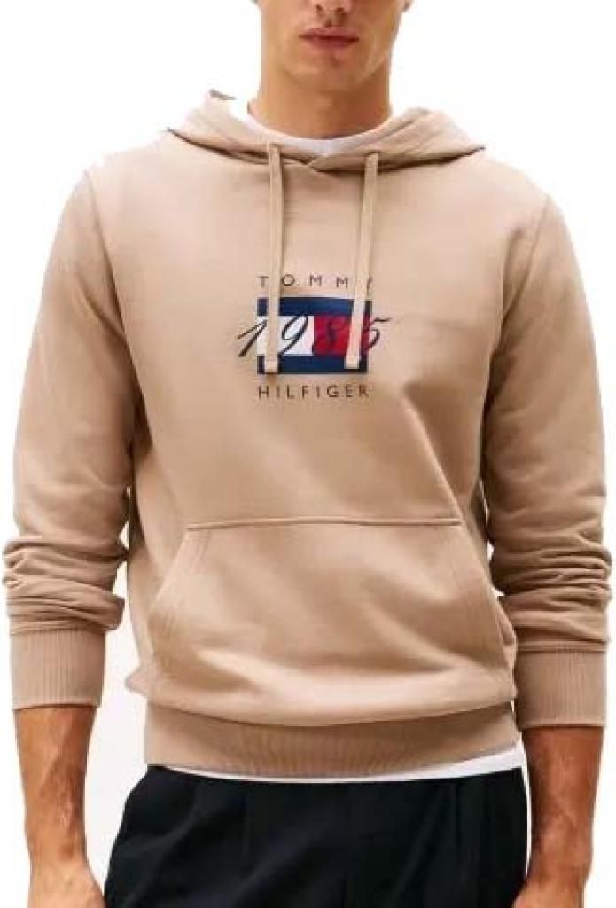 TOMMY HILFIGER LINEAR FLAG GRAPHIC HOOD HellBraun
