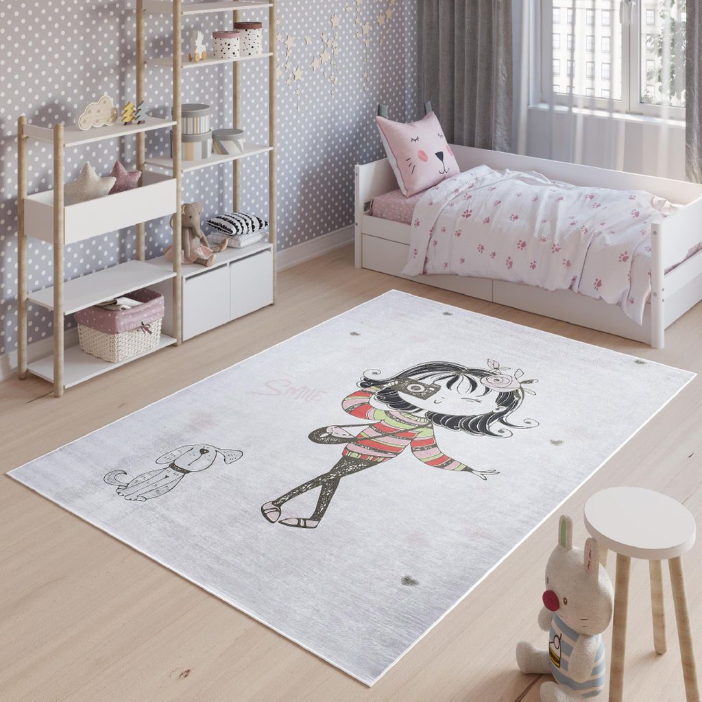 Tapiso Teppich EMMA Modern Kinderzimmer Grau Schlafzimmer 160 x 230 cm