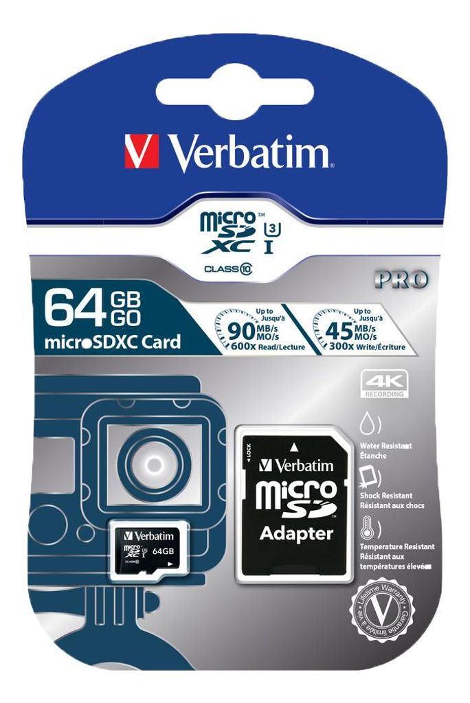 Verbatim Micro Secure Digital Card Pro U3 64GB UHS-I U1 Immagine del prodotto 