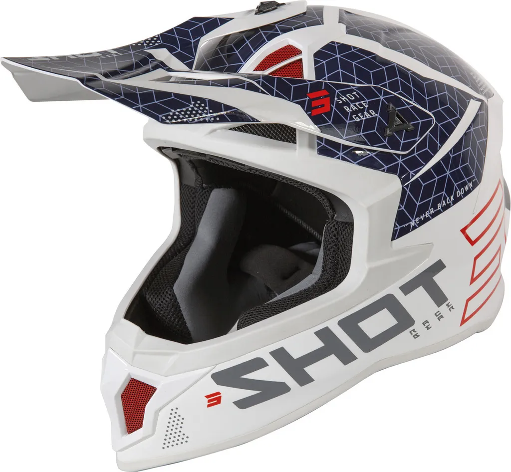 Casque Motocross Shot Lite Core XL Bleu Rouge - Idéal Compétition et Loisir