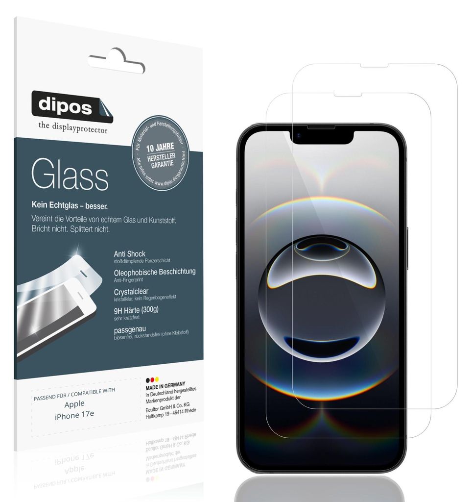 2x Schutzfolie für Apple iPhone 17e - Anti-Shock 9H Folie Produktbild 