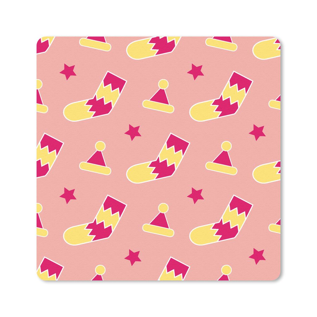 MuchoWow Mauspad Mousepad Socken - Schnittmuster - Weihnachten 20x20 cm - Mousepads - Maus Mat - Pad - Mausunterlage - Desk Mat - Bureauartikeln