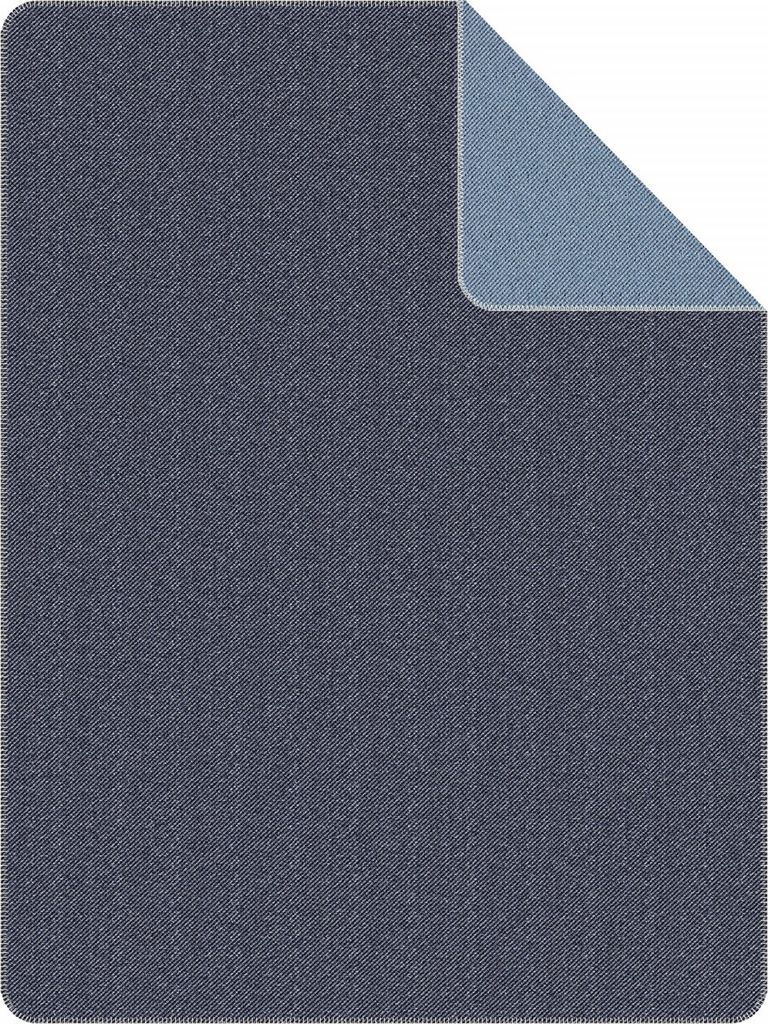s.Oliver Kuscheldecke 150x200 cm - Baumwollmischdecke dunkelblau/blau mehrfarbig, Wolldecke, Sofadecke kuschelweich