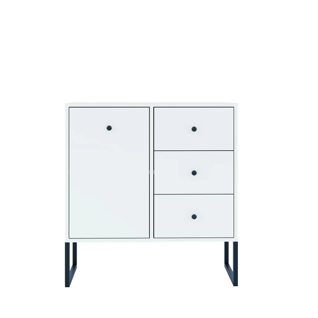 Commode SANGER pour chambre étroite rangement blanc compact et discret