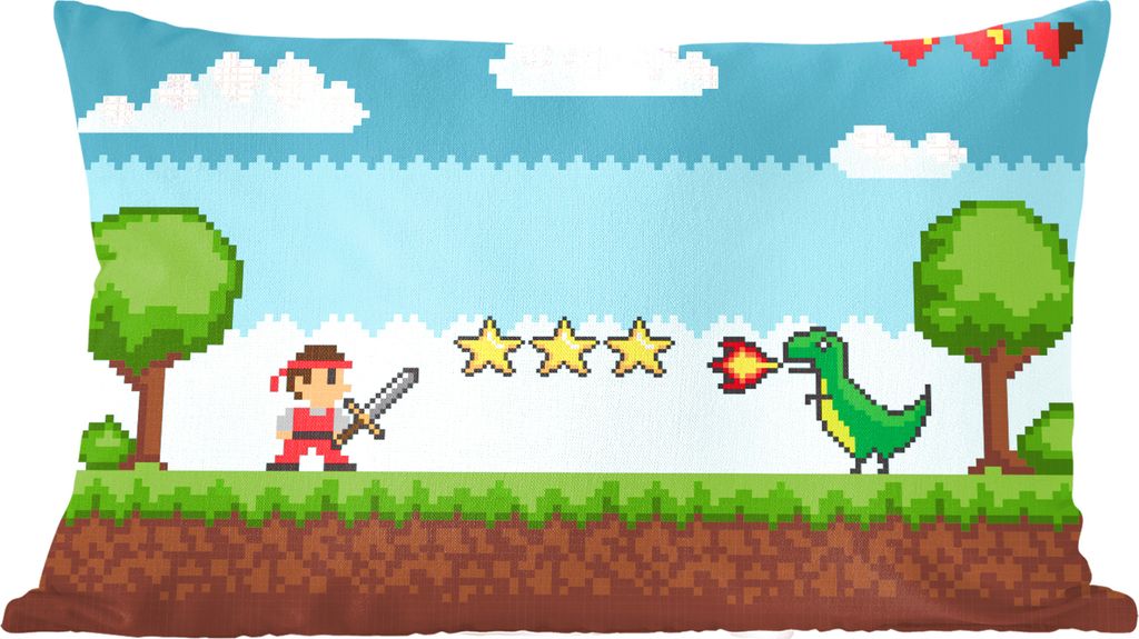 MuchoWow Zierkissen Sofakissen Wohnzimmer Dekokissen 50x30 cm Spiele - Spielhalle - Retro - Wohnzimmerdekoration - Polster mit Photo