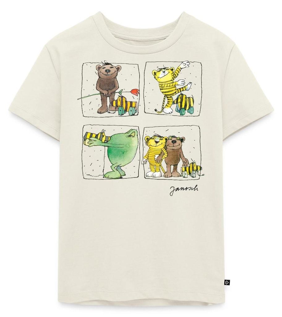 Spreadshirt Janosch Bär Tiger Günter Und Tigerente Kinder Premium T-Shirt, 110/116 (4 Jahre), Naturweiß