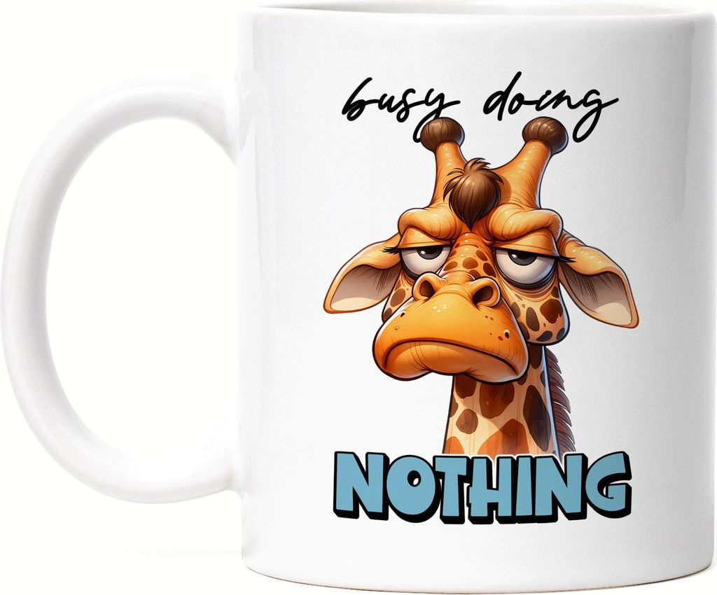 Busy doing nothing Tasse Weiß lustiger Spruch Busy Doing Produktbild 