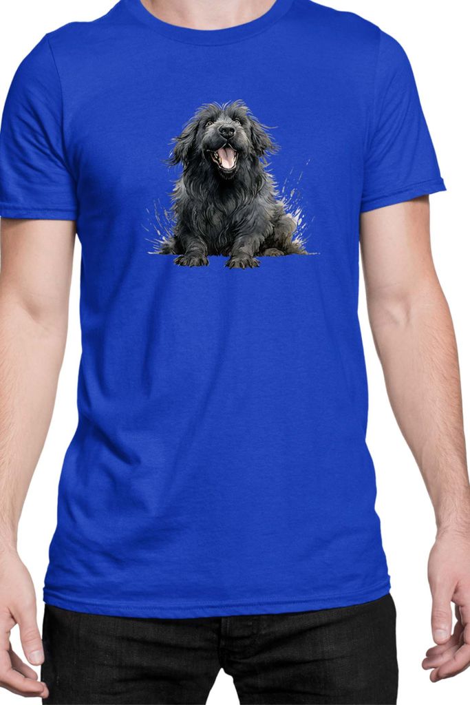 Herren T-Shirt Funny Dogs Breeds Newfoundland Dog Breed, Man 2XL / Blau