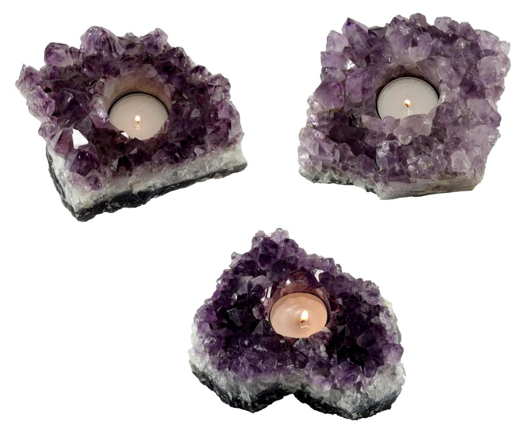 Amethyst Teelichthalter Druse Stück Edelstein Teelicht