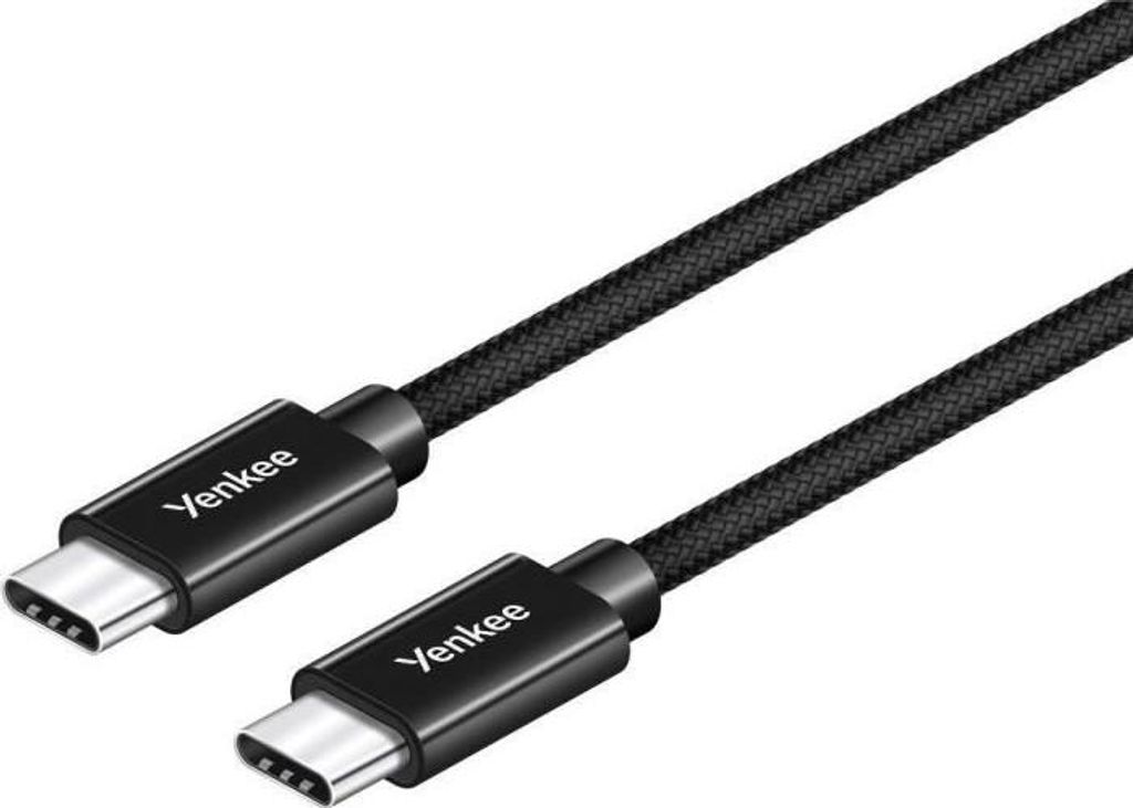 USB-C Kabel, 3m, YENKEE YCU C103 BK, 60W, USB 2.0, Nylon Ummantelung, Aluminium Gehäuse