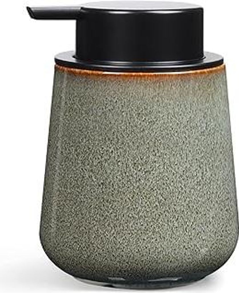 Seifenspender aus Natürlichem Porzellan Spülmittelspender, 350ml Seifenspender Steingut Soap Dispenser für Bad, Küche, Nachfüllbar Flüssigsei...
