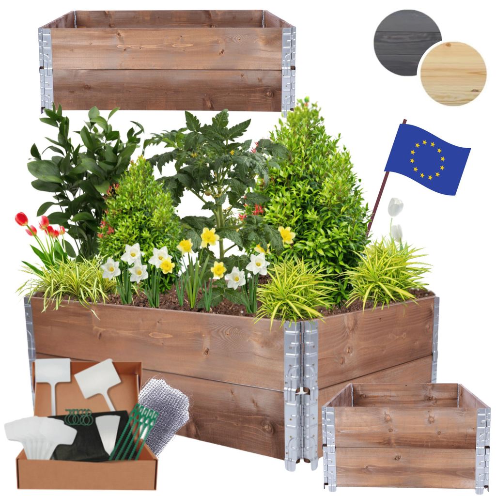 MODO24 Hochbeet Holz, Pflanzrahmen, Kräuterbeet, Gemüsebeet, Massivholz Kiefer, Garten, 40x120x80 cm, Braun, ZP10