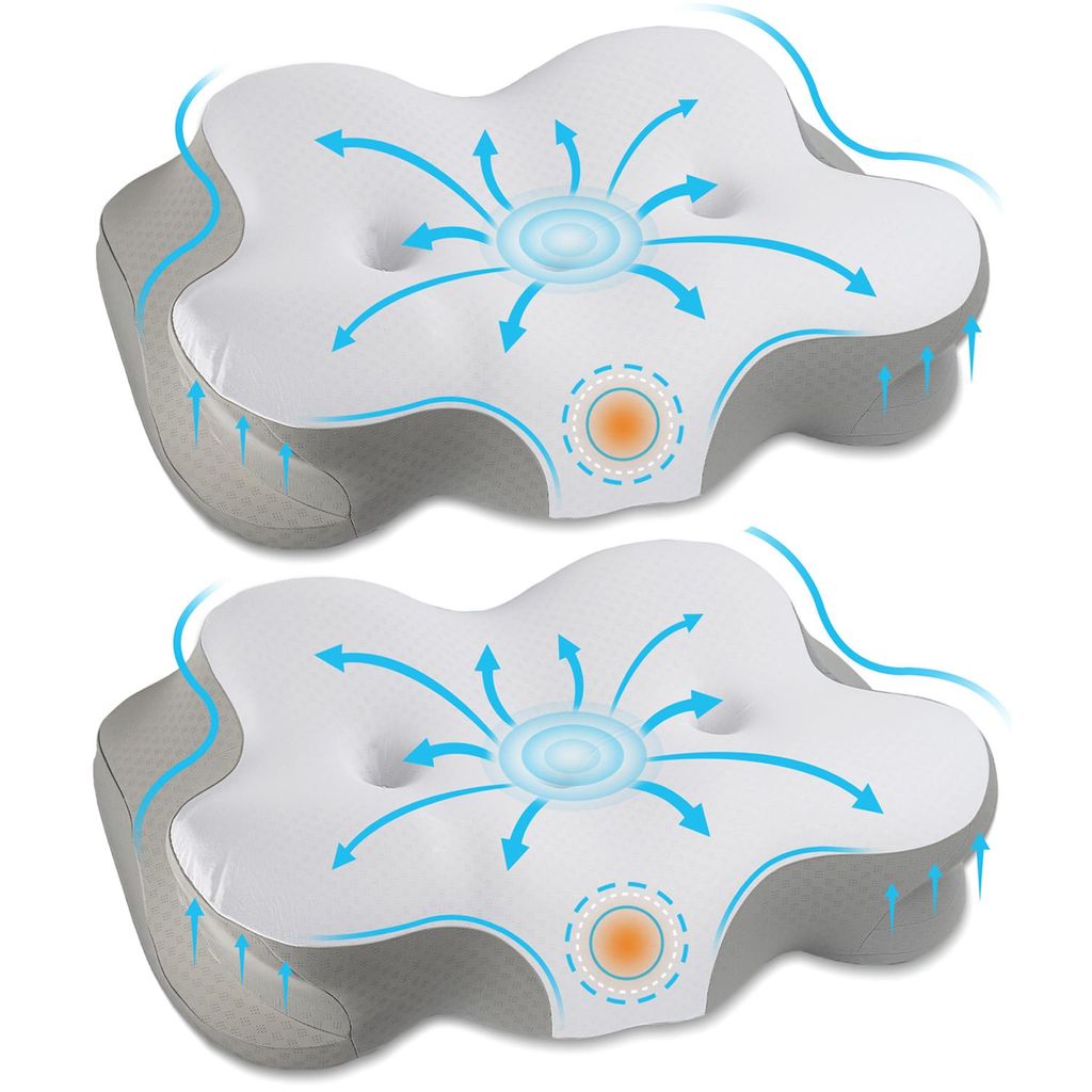 2 Stück Schönheitskissen Nackenstützkissen, Kopfkissen Memory Foam, Kissen Seitenschläferkissen Kissen für Seiten Rücken & Bauchschläfer