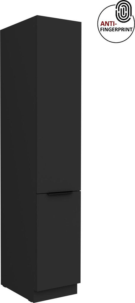 Küchen Hochschrank 40 cm Küche ARIA Schwarz ultra matt + Schwarz matt, hochwertige Fronten mit Anti Fingerprint Beschichtung Küchenzeile Küchen...