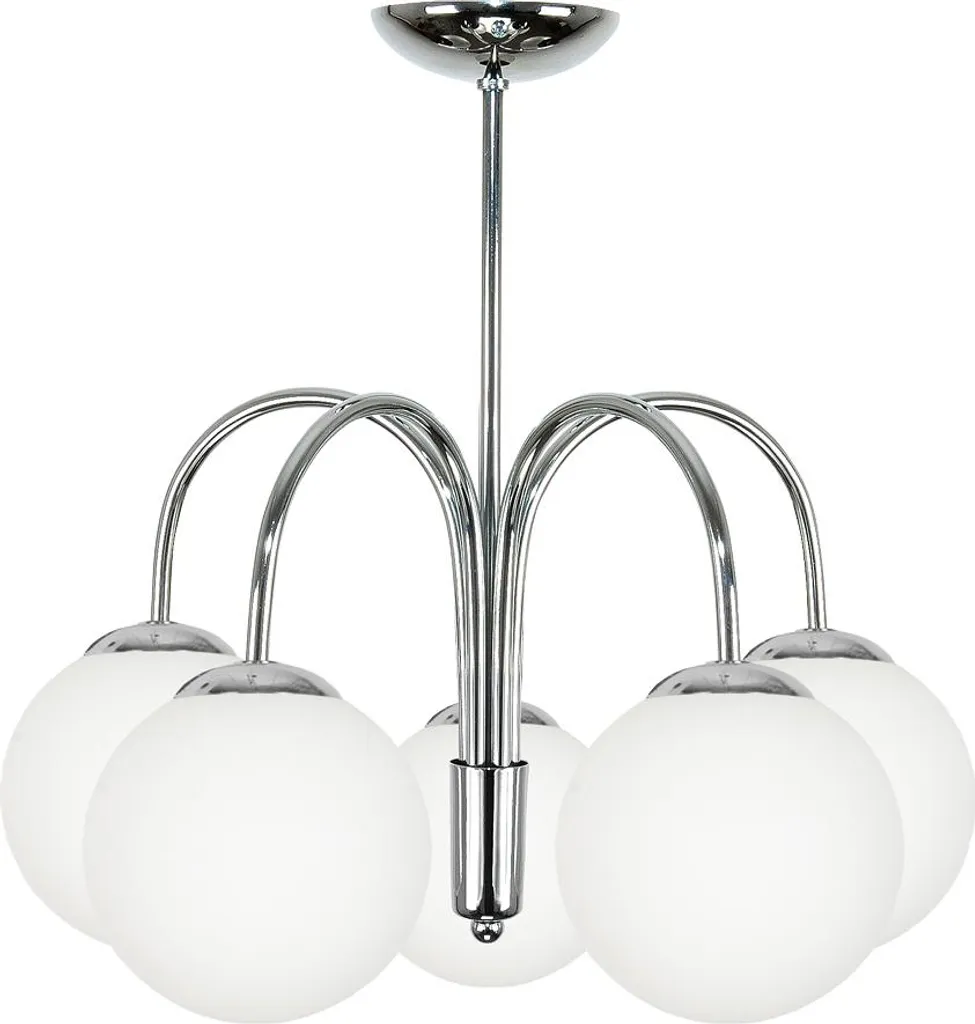 Suspension Luminaire Design Boule Verre Blanc et Chrome DEDE 13-740