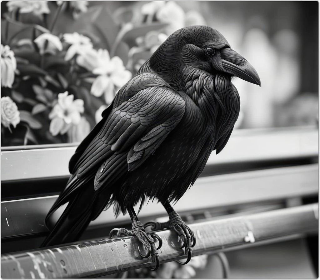 Spritzschutz Herdabdeckplatte Schneidebrett aus Glas Rabe auf Bank 1-Teilig (60x52cm)